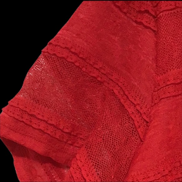 SIGNATURE BY SANGRIA WOMAN Red Netting & Lace Dress Size 24W - Picture 3 of 7